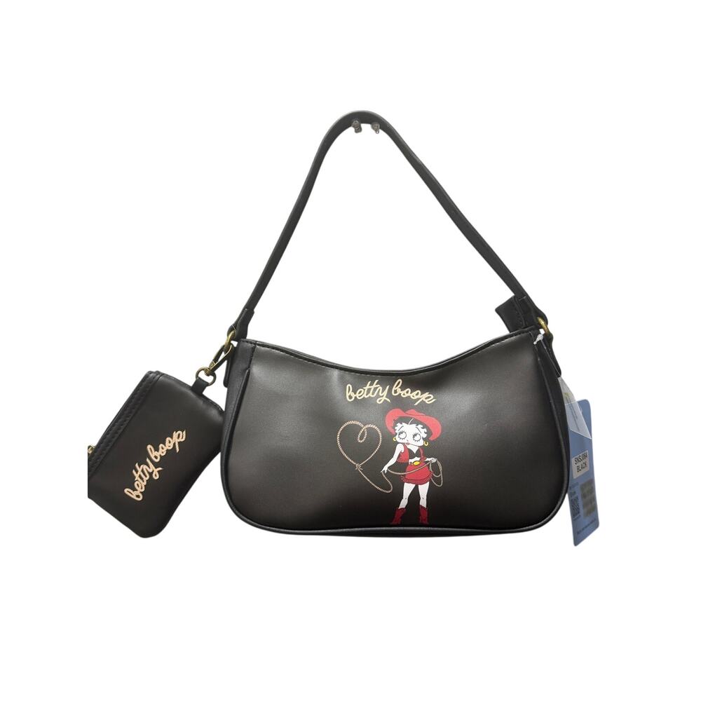 🆕Betty Boop Cowgirl Handbag with Matching Coin Purse Black Shoulder Bag NWT